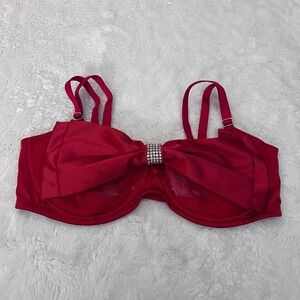 Victorias Secret Women's Dream Angels Red Satin Bow Rhinestone Bra Size 34DD NWT